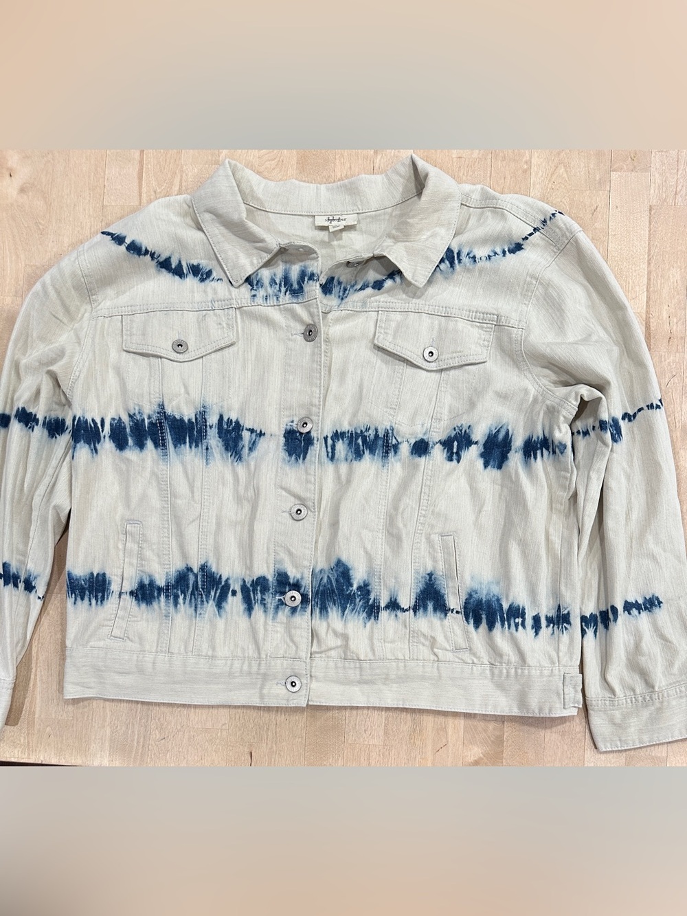 Style & Co. Light Gray Denim Jacket with Indigo Accents